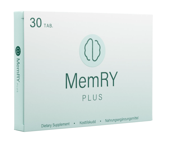 en förpackning med MemRY Plus, 30 tabletter